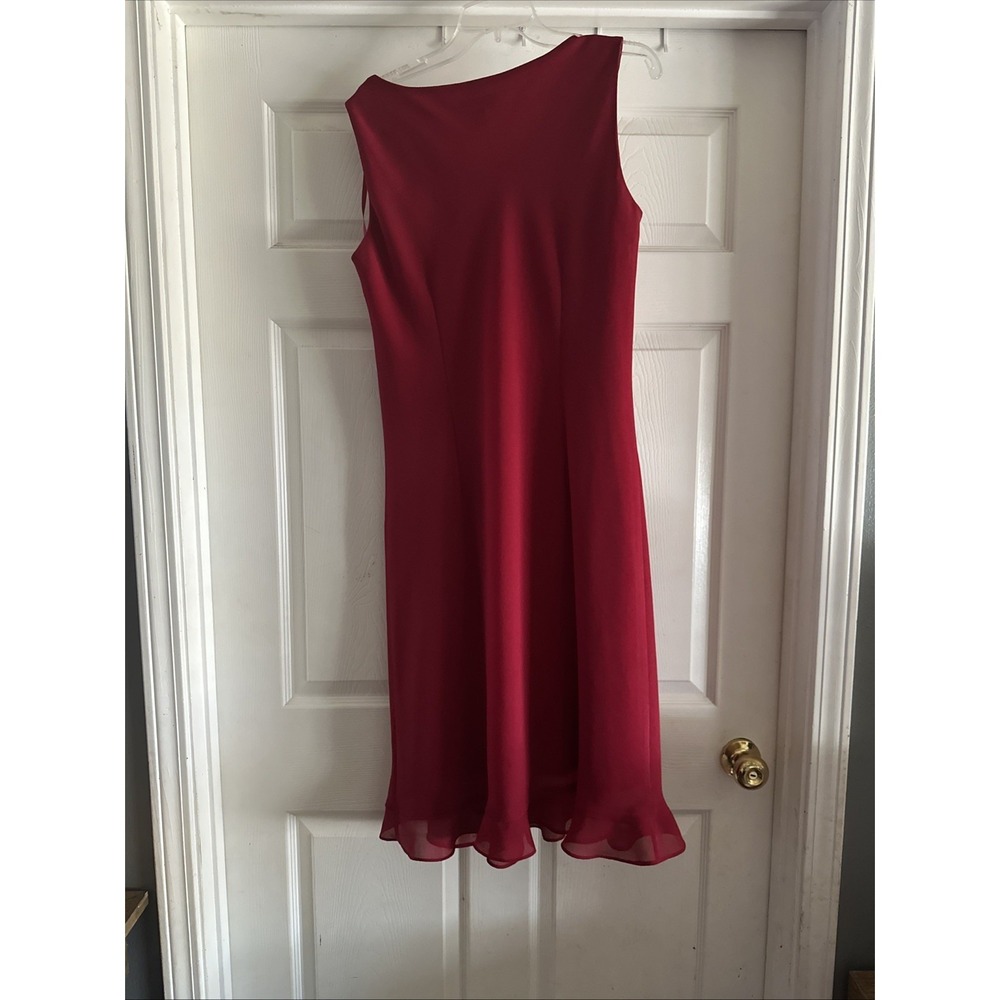 Women's Vintage Miss Dorby Red 2‎ Pc Dress Jacket Ruffle Jeweled Buttons Size 14 - Picture 13 of 13